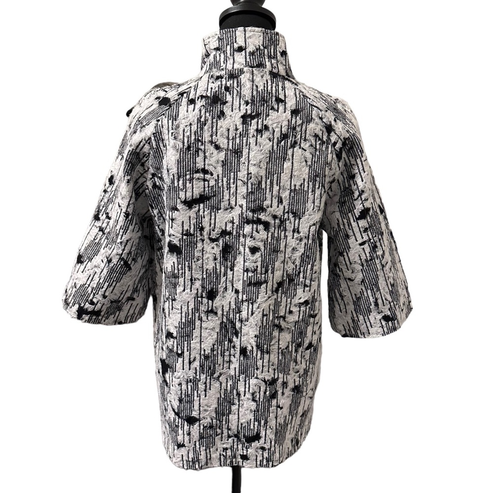 Peck & Peck Jacket Womens Small 3/4 Sleeve White & Black Pocket Sequins New - Picture 5 of 7